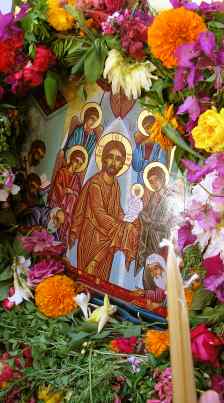 Die blumengeschmückte Festtagsikone Die blumengeschmückte Festtagsikone
